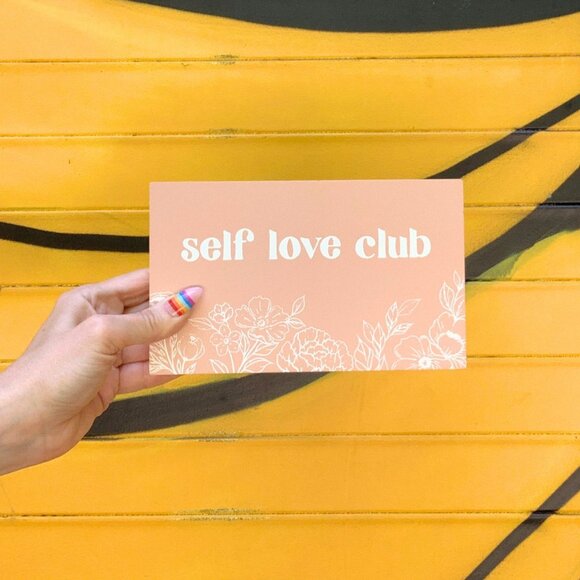 Self Love Club Block Sign | Inspirational Wooden Wall Desk Sign | 7.50" x 4.50" - Picture 5 of 8